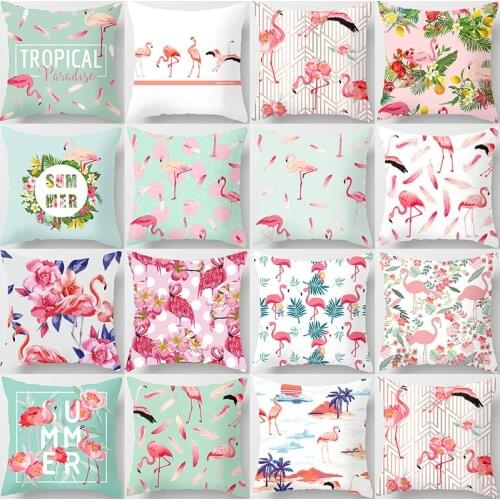Flamingo Printed Cushion Cover Pillowcase For Wedding Home Decor 45*45cm Decoration Party DIY Birthday Accessory Supplies
