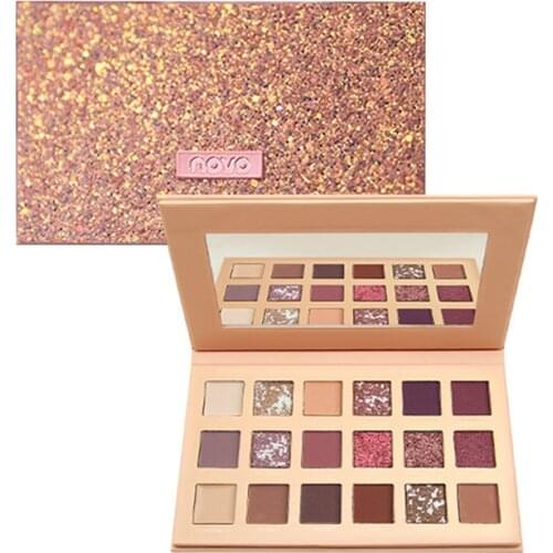 Novo 18 Colors Eyeshadow Palette Makeup Blue Glitter Pigmented Eye Shadows Palette Professional Glitter Makeup Paleta Beauty