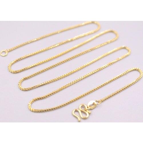 New Pure 24K Yellow Gold Necklace Women Luck Box Chain Necklace 4.7-5g 18inches 1mmW / 5G Craft
