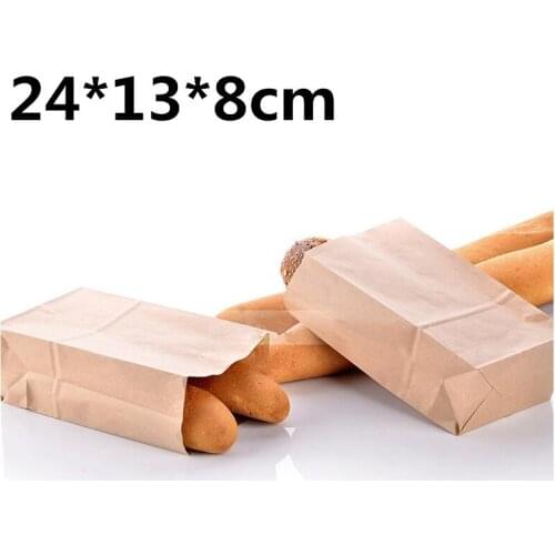 100pcs/lot 24x13x8cm kraft paper packaging bags French bread bags DIY baking bag