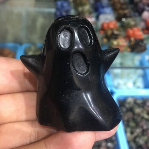 Natural Obsidian Quartz Ghost Skull Sculpting Quartz Crystal Skull Healing 1PC