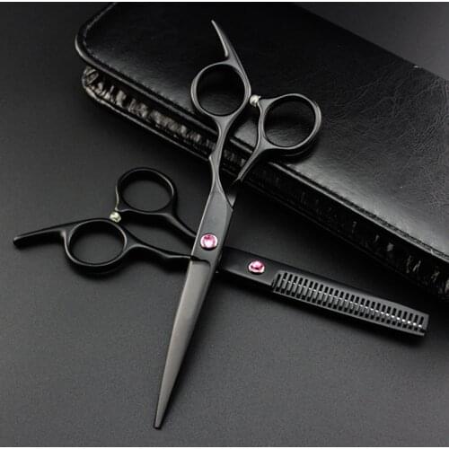 Professional japan 6 inch black cut hair scissors set cutting barber makas haircut scissor thinning shears hairdressing scissors