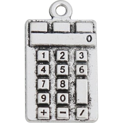 RAINXTAR Vintage Alloy Calculator Charms Toq Auality Office Supplies Pendant Charms 13*23mm 10pcs AAC1219
