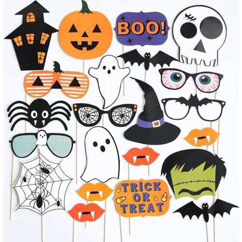 Halloween Photo Booth Props, Halloween Decorations Creative Happy Halloween Party