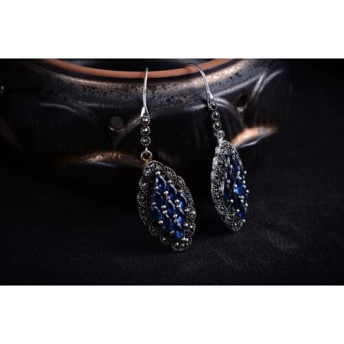 Luxury Jewelry Girls Earrings Green gem Coin 925 Marcasite Earrings valentines gift Style EARRING