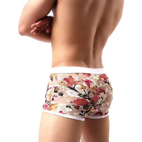 Men Lace Panties New Europe America Sexy High Quality Panties Fashion Comfortable Transparent Boxer Shorts Skin-Friendly