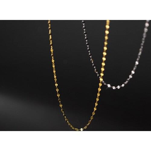 Sterling Silver Necklace Jewelry Accessories 925 Gold Chains For Girls Elegant Women Lady Choker Female Gift Pretty Shiny
