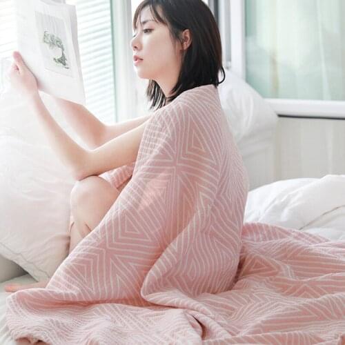 Cozy Lightweight Muslin Cotton Blanket Twin Throw Blanket for Bed Couch & Sofa Summer Bedding Coverlet