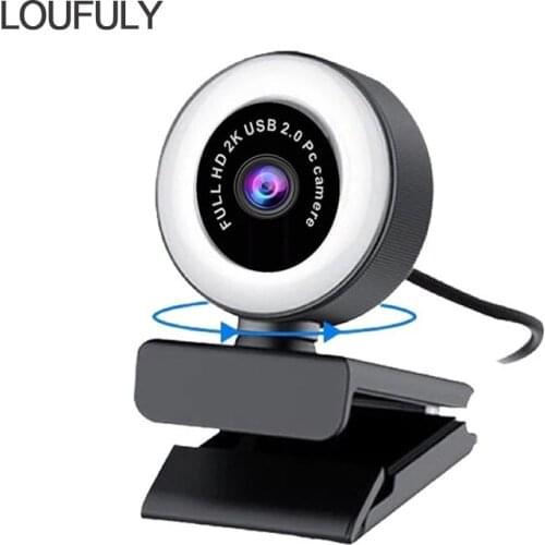 Webcam 1080P Professional 60FPS LED Fill Light Computer Camera HD 2K Auto Focus Webcast Adjustable Free Tripod For Live Stream