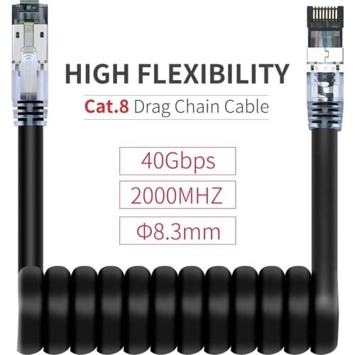 Cat8 Ethernet Cable 40Gbps 2000Mhz S/FTP High Speed Patch Cable Cord with RJ45 Gold Plated Connectors for Modem Router PC Gaming