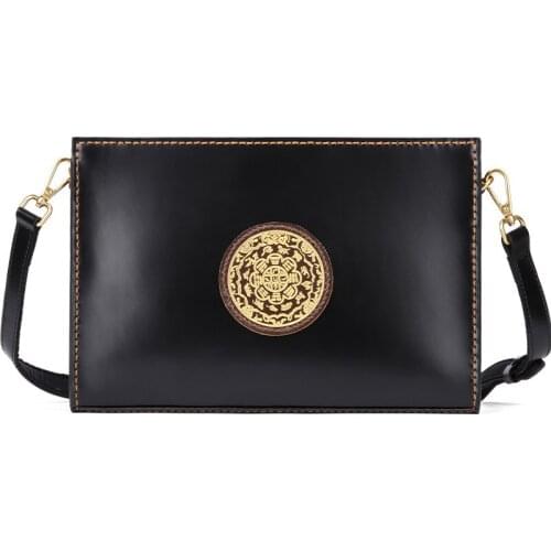 Handmade Women Vegetable Tanned Leather Bag Money Holder Clutch Purse Clutches Cow Lerther Hand Sewing Envelope