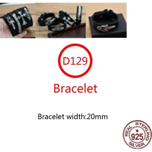 D129 s925 sterling silver cowhide bracelet jewelry fashion personality simple cross punk style lovers gift for lovers new hot