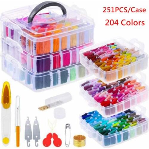 187/251PCS Embroidery Thread Floss Kit Cross Stitch Floss Threads Scissors Needles Sewing Accessories Kit For DIY Sewing Crafts