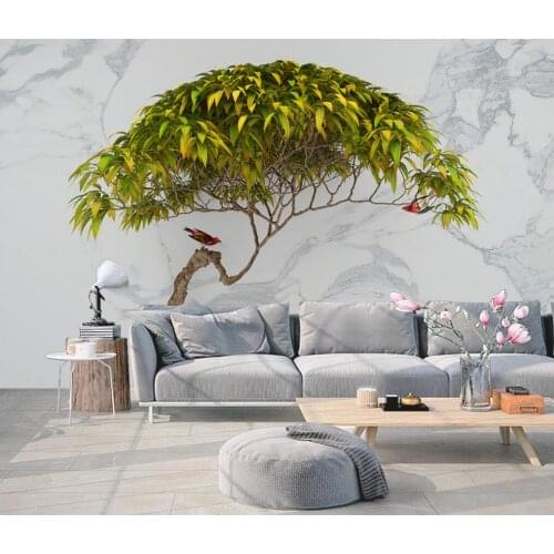 Beibehang Custom 3d three-dimensional trees, flowers and birds embossed TV sofa background papel de parede 3d wallpaper
