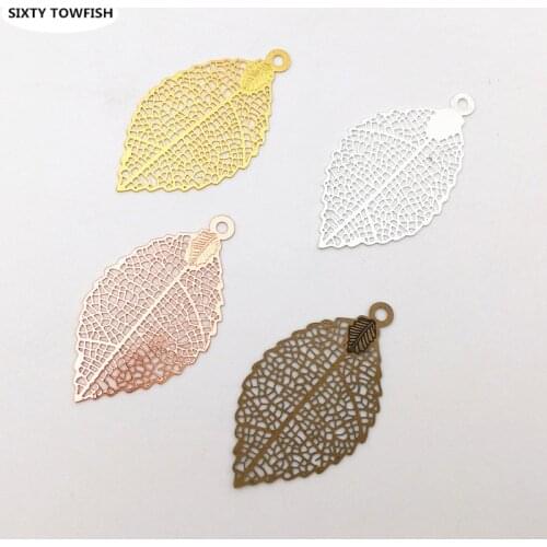 50 pcs 6 Colors 35*19mm Bookmark Copper large size Flower Leaves Fallen Petals Charms Pendant DIY Jewelry Base settings Finding