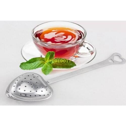 500 pcs/lot Hot Amazing Love Heart Shape Style Stainless Steel Tea Infuser Teaspoon Strainer Spoon Filter Kitchen Tool