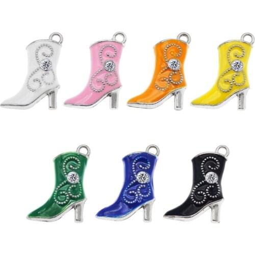 6pc Mix Crystal High Heel Shoes For Keychain Earrings Pendant Necklace Lovely women Fashion Crafting Jewelry Making Earrings DIY