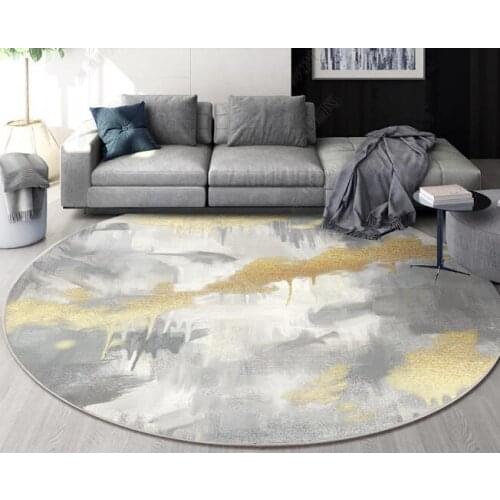 Abstract Round Living Room Carpet Shaggy Soft Area Rug Thick Computer Chair Floor Mat Bedroom For Decor Nordic Rugs Table Carpet