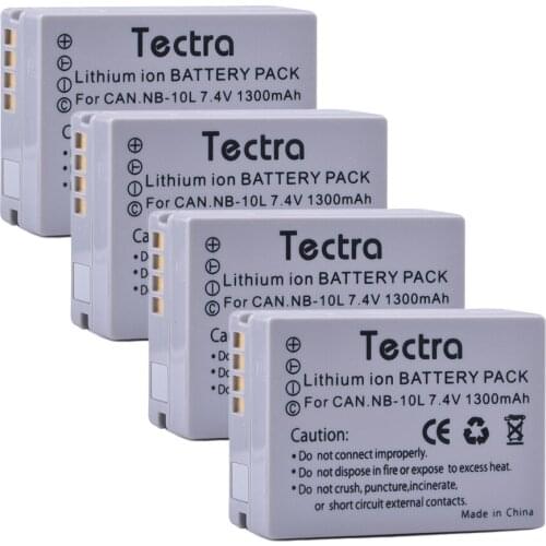 Tectra 4pcs NB-10L NB 10L Camera battery for Canon G1X G15 G16 SX40HS SX50HS SX60HS SX40 SX50 SX60 HS Camera