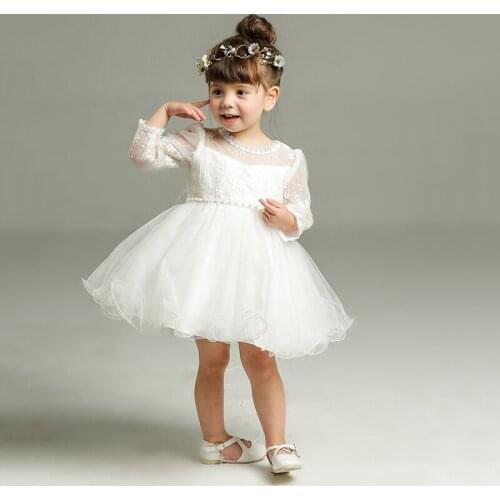 White Infant Baptism Dresses Newborn Christmas Clothes Baby Girls Christening Gown Dress Little Girls 1 2 Birthday Dress Party