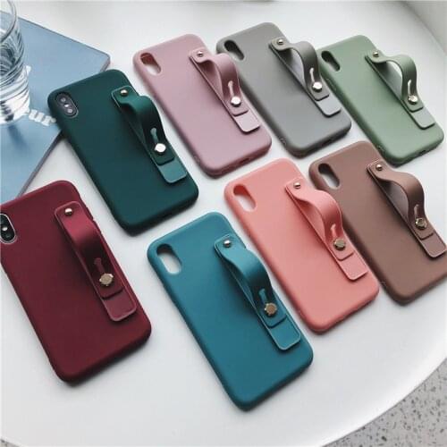 New Wrist Strap Phone Case For iPhone 12 11 Pro Max 8 7 6 6s Plus X XR XS Max SE Soft TPU Case Candy Color Cover With Wristband