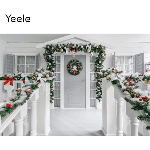 Yeele White Arch Door Christmas Wreath Window Floor Photography Backdrop Photographic Decoration Backgrounds For Photo Studio