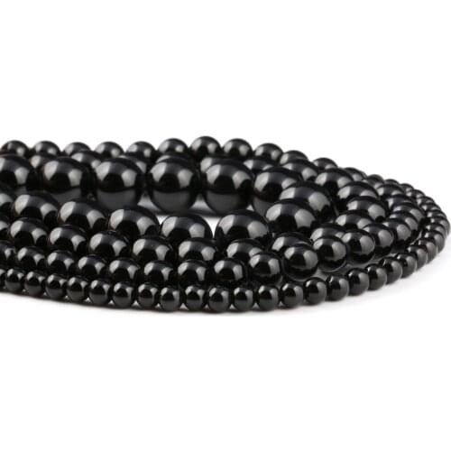 Natural Stone Black Onyx Beading Isolation beads Round Loose Spacer Beads for Jewelry Making DIY Bracelet Necklaces Accessories