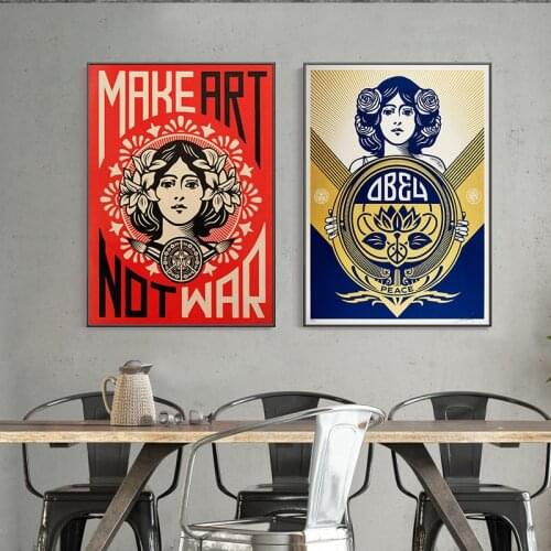 Make Art Not War OBEY Art Canvas Print Painting Vintage Shepard Fairey Wall Picture Living Room Bedroom Home Decoration Poster