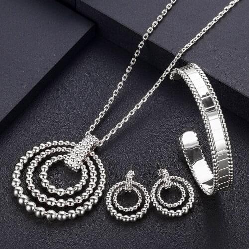 Janekelly Hotsale African 3pcs Bridal Jewelry Sets New Fashion Dubai Full Jewelry Set For Women Wedding Party Accessories Design