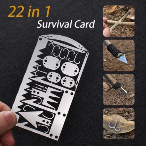 12 in 1 Survival Card Arrow Multifunctional Pocket Knife Fishing Hook Fork Saw Multitool for Hunting Outdoor Camping Tool