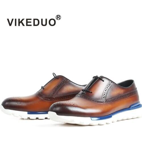 VIKEDUO 2019 Summer Autumn New Mens Sneakers Genuine Cow Leather Male Handmade Shoes Casual Breathable Footwear Zapatos Hombre