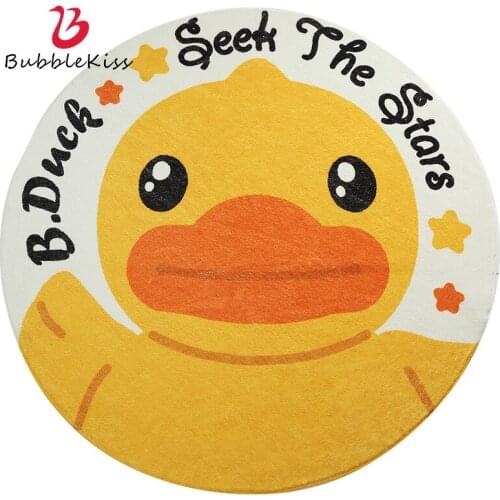 Bubble Kiss 2020 Cute Cartoon Duck Lamb Wool Round Carpet Home Decor Living Room Rug Childrens Room Area Floor Mat Carpet