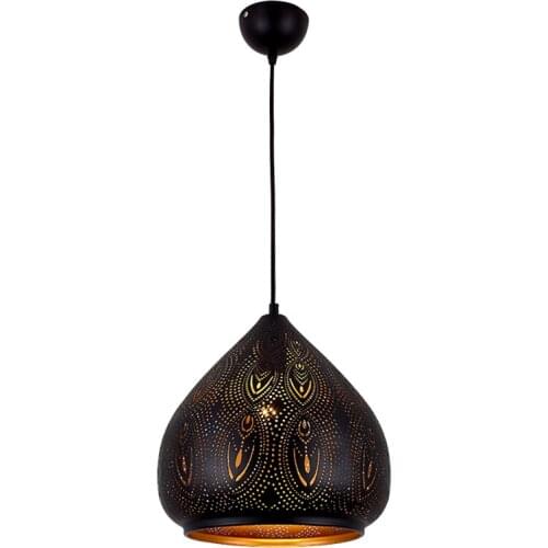 Muslim Iron Hollowed Pendant Lights Southeast Asian Living Room Retro Bedroom Kitchen Hotel Lighting Hanging Lamps Fixtures