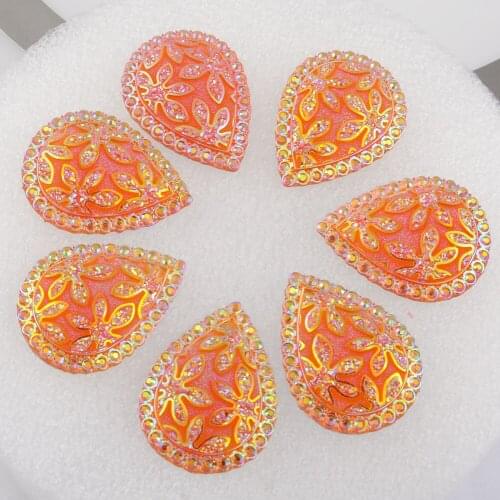 BOLIAO DIY 4Pcs 30*40mm ( 1.18in*1.57in ) Darp Shape AB Color Orange Rhinestone Flatback No Hole Clothes/Wedding Decoration