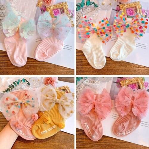 New Fashion Children Bow Socks Thick Knitted Girls Ankle Socks Big Bows Warm Cotton Socks Toddlers Infants Boot Socks 0-4Years