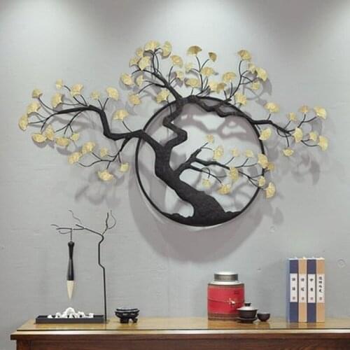 New Chinese Style Iron Art Hanging Ornaments Welcome Guests Pine Zen Wall Hanging Living Room Dining Room Wall Decoration