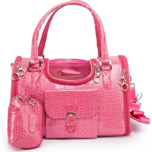 Pet Cat Dog Carrier Bag With Purse Portable Outdoor Pu Leather Travel Small Dog Chihuahua Teddy Carrying Bag Handbag PB607