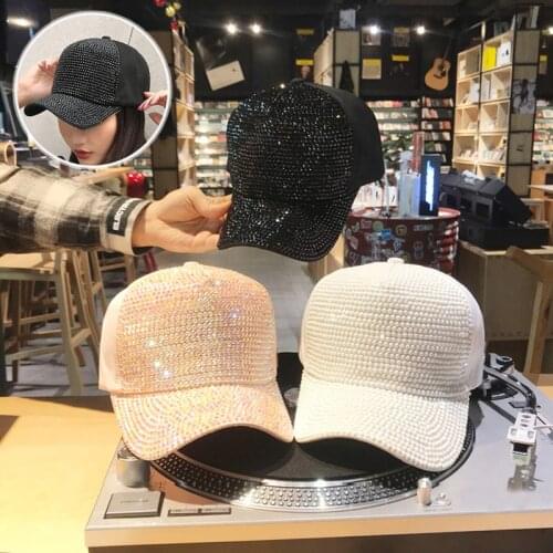 Luxury Rhinestone Sequins Hip-Hop Hat Men Women Summer Outdoor Sport Cap Adjustable Knit Casual Visor Baseball Hat UV Protection