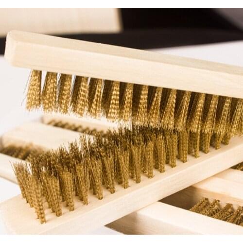 Household Wood Handle Rust Removal Brass Wire Cleaning Brush Stainless Masonry Bristle Scratch Home Cleaning Tool Gadges