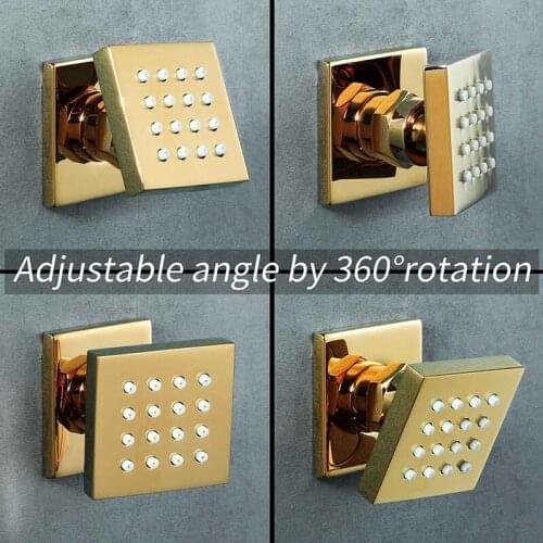 2 Inches Shower Body Spray Jet Brass Massage Jet Bathroom Faucets Accessories Square Wall Mount Shower Side Jets