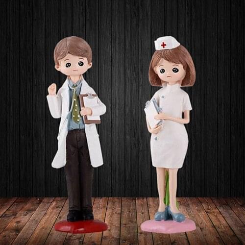 Resin Doctor Nurse Ornament Figurine Handicraft Statue Artificial Craft Figurine Statue Household Sculpture Handicraft Dropship