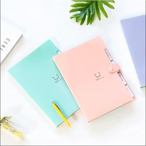 Candy Color Document Bag Smile Face A4 File Folder Expanding Wallet Bill Folders For Documents 6 Color Kawaii Carpetas