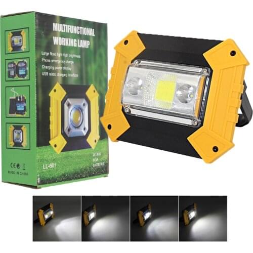 High Power Led work lamp USB rechargeable flashlight camping lantern 18650 Battery Outdoor Light 3*cob led portable lamp