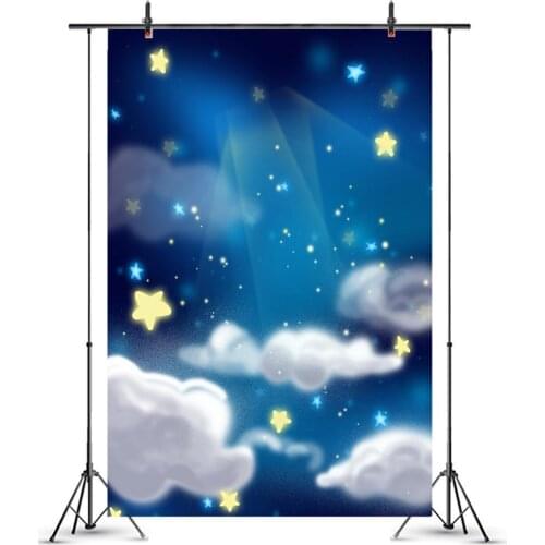 Silent Night Sky Dark Blue Twinkle Shiny Star Photography Backdrops Newborn Baby Shower Photographic Background For Photo Studio