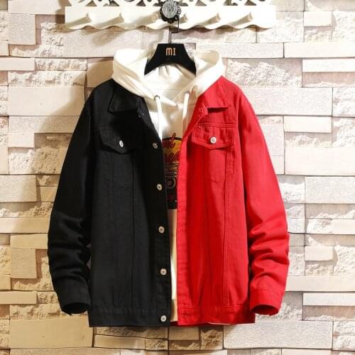 2021 Spring Hot Men Leisure Cowboy Clothing Cultivate Ones Morality Spell Color Denim Jacket Pocket Men Jacket