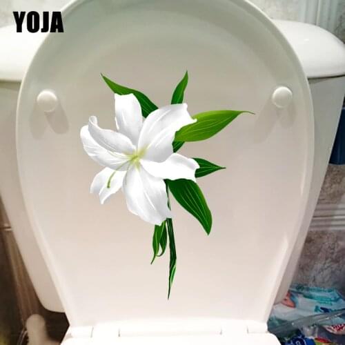 YOJA 18.6*24.7CM White Plant Flower Fresh WC Toilet Seat Stickers Fashion Living Room Wall Decor T1-1054