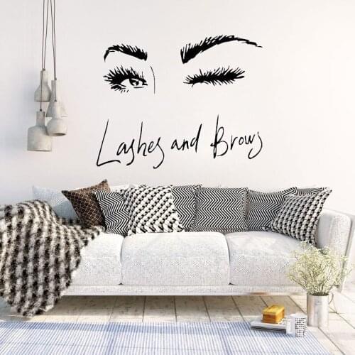 YOYOYU Lashes and Brows Vinyl Wall Sticker Beatuy Salon Girl Eyes Bedroom Removeable Decal Living Room Home Decoration ZX400