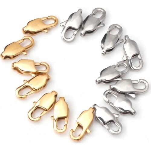 ASON 50/pcs Gold/Silver Color Stainless Steel Lobster Clasp for Necklace Bracelet Findings Connector DIY Jewelry Making Supplies