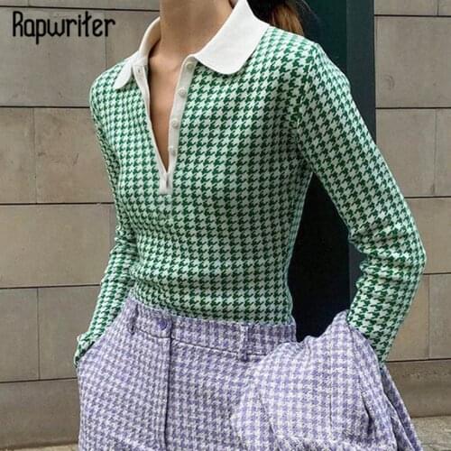 Rapwriter Vintage Plaid Bodysuit Y2K Houndstooth Playsuit Button Patched Body Casual Stretch Fitness Rompers Women Streetwear
