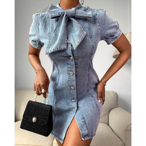 Spring Women Knotted Design Buttoned Bodycon Mini Dress Femme Sexy Office Outfit Ladies Casual Wear 2021 Valentines Day New